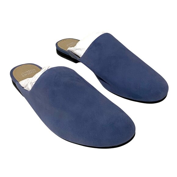 Johnston & Murphy Womens Suede Mules Size 7.5 Blue Fall Classic Preppy Career - Picture 1 of 6
